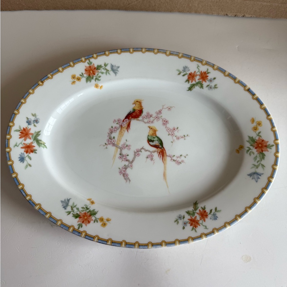 Antique Moritz Zdekhauer "Victoria or Golden Pheasant" Oval Porcelain Platter